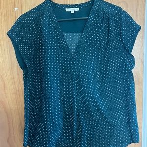 Hunter green polka dot blouse, Worn once